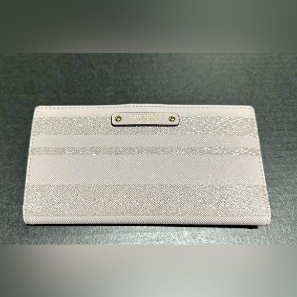 kate spade Accessories - Kate Spade rose gold glitter long card holder/wallet.